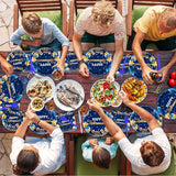 96 Pcs Retirement Party Supplies Paper Plates Napkins Blue Gold