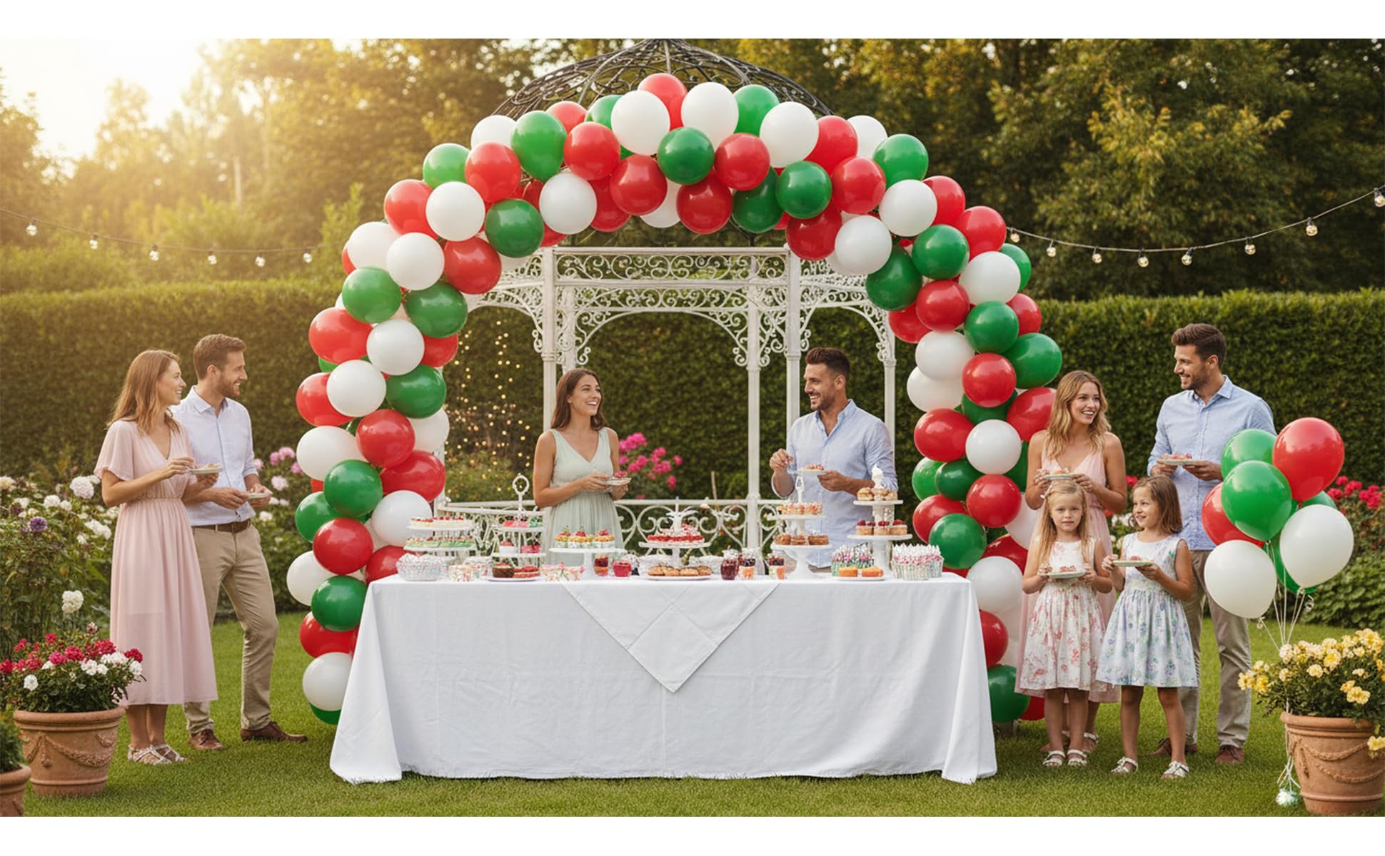 KADBANER White Red Green Balloons,100 Pack 12 Inch Latex Balloons,for