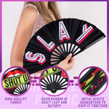 FairySandy 6 Pcs Large Hand Fan Rave Iconic Shade Bye Folding Bamboo
