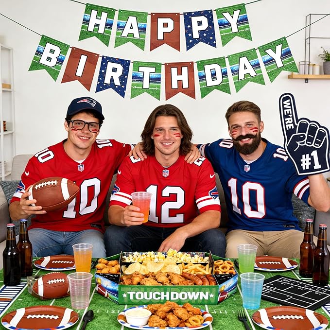 Football Party Supplies Kit 3 Pcs Large Football Paper Food Plates