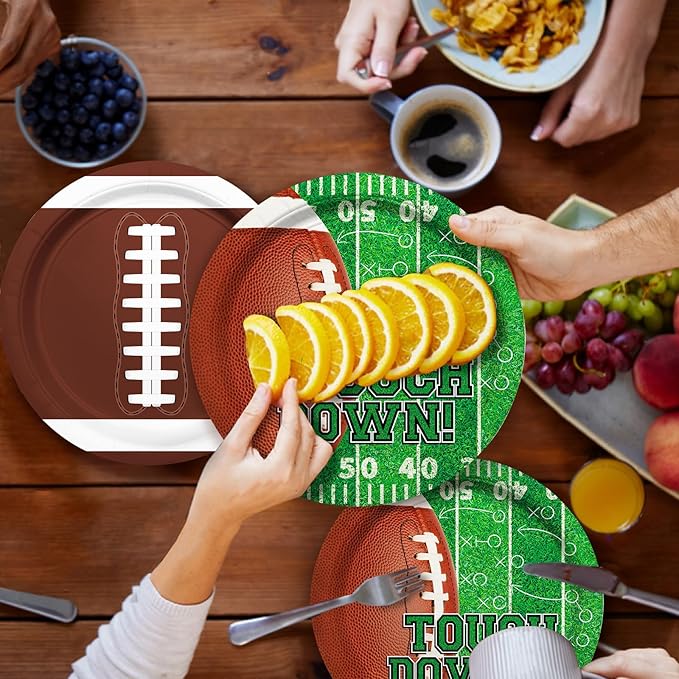 Football Party Supplies Kit Serve 48 Guests with 9 Inch Paper Plates