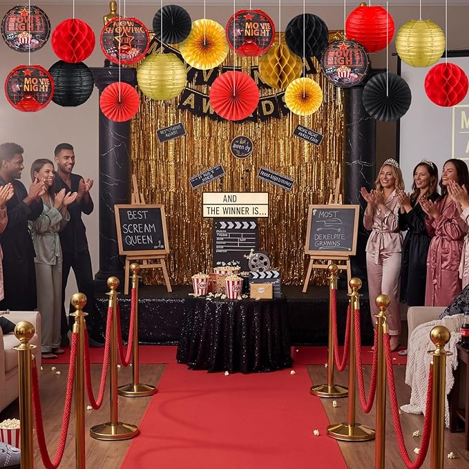 18 Pcs Movie Night Party Decor Theme Hanging Paper Lanterns with