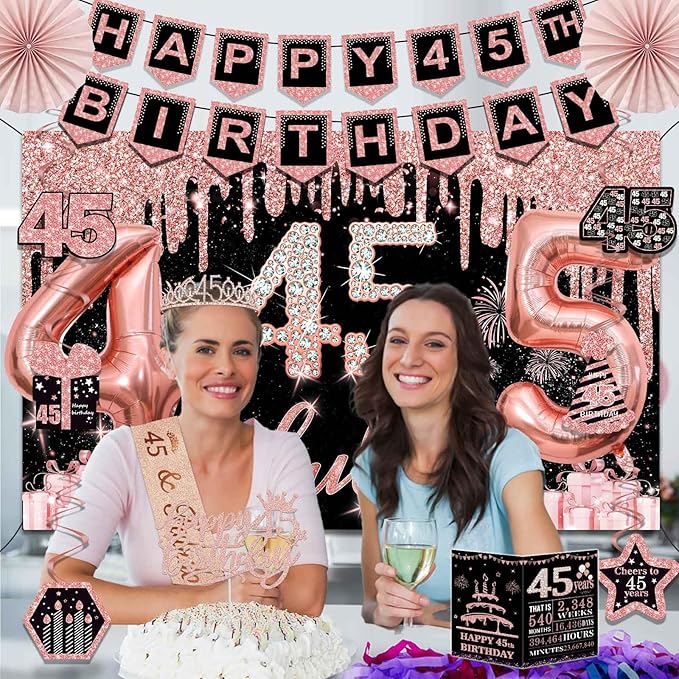 45th Birthday Decorations for Women 32PCS 45th Birthday Party