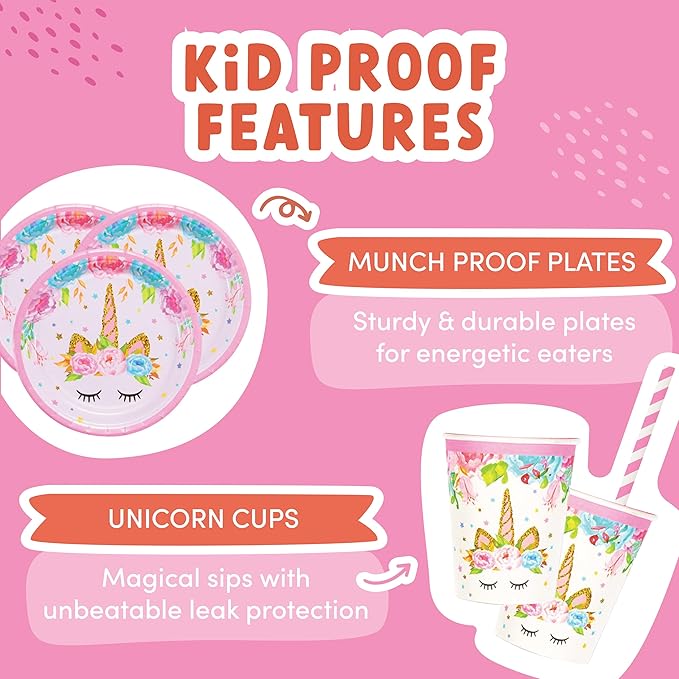 ecoZen Purple Unicorn Birthday Party Decorations Magical Horse