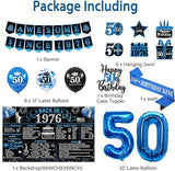 50th Birthday Decorations for Men Black Blue Back in 1976 Poster