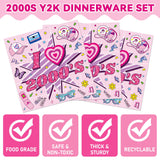Qyeahkj 100Pcs 2000s Y2K Pink Decorations Party Supplies 90s Plates