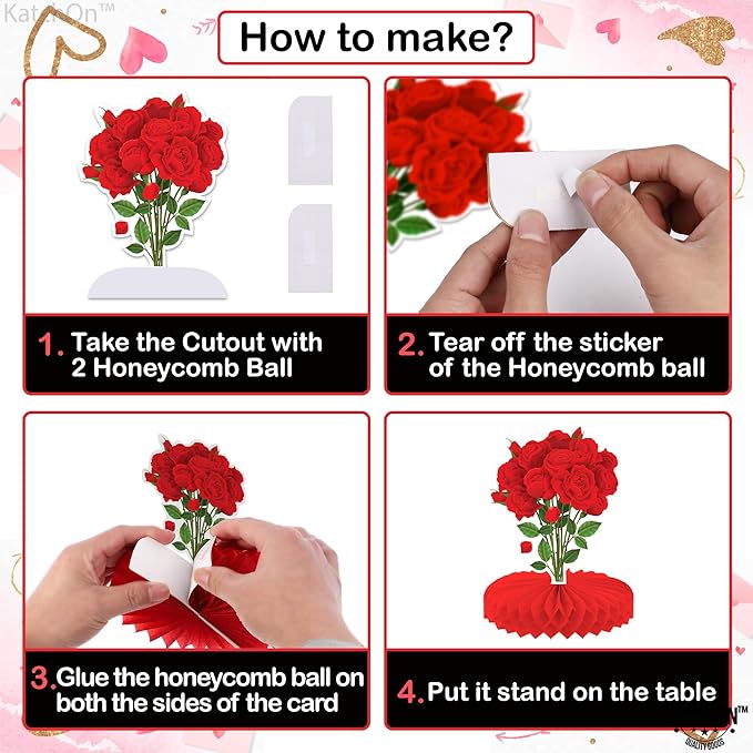 Valentines Day Centerpiece for Table Pack of 9 Red Pink Valentines