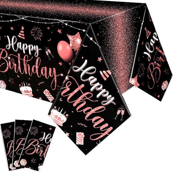 Tudomro 3 Pcs Happy Birthday Tablecloths Happy Birthday Party Decorati