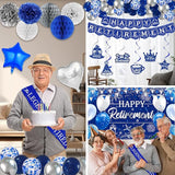 Happy Retirement Party Decorations for Men Women Blue Silver Happys