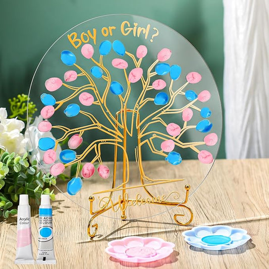Gender Reveal Fingerprint Tree Boy or Girl Party