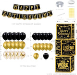 Happy Retirement Party Decorations Kit for Men Women Black Gold