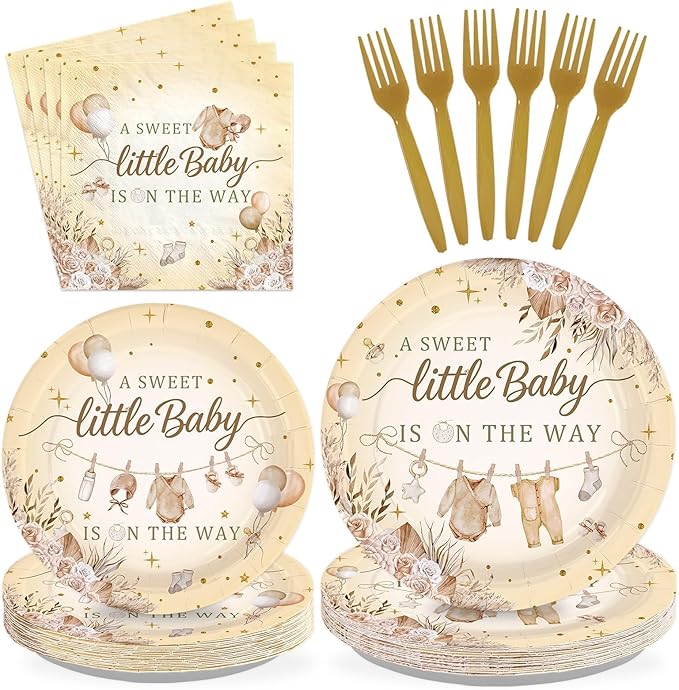 96Pcs Neutral Boho Baby Shower Party Decorations A Sweet Little Baby