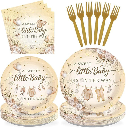 96Pcs Neutral Boho Baby Shower Party Decorations A Sweet Little Baby