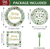 96PCS Christmas Paper Plates and Napkins Set Christmas Party