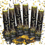 12" Black Gold Confetti Cannons Party Poppers for Birthday Graduation