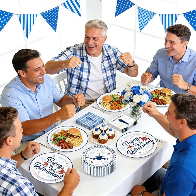 96Pcs Flying into Retirement Party Decorations Pilot Happy