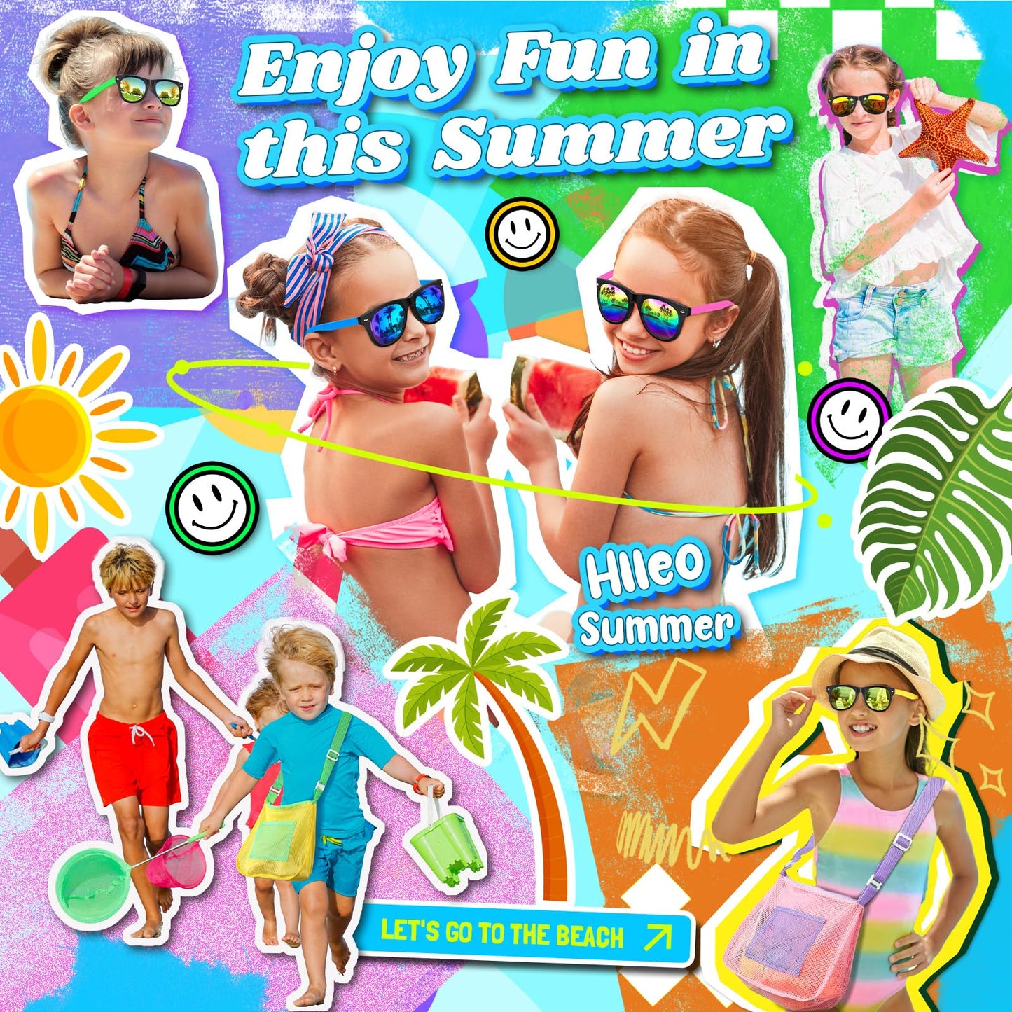 GINMIC Kids Sunglasses Bulk, Neon Sunglasses Party Favors with UV400