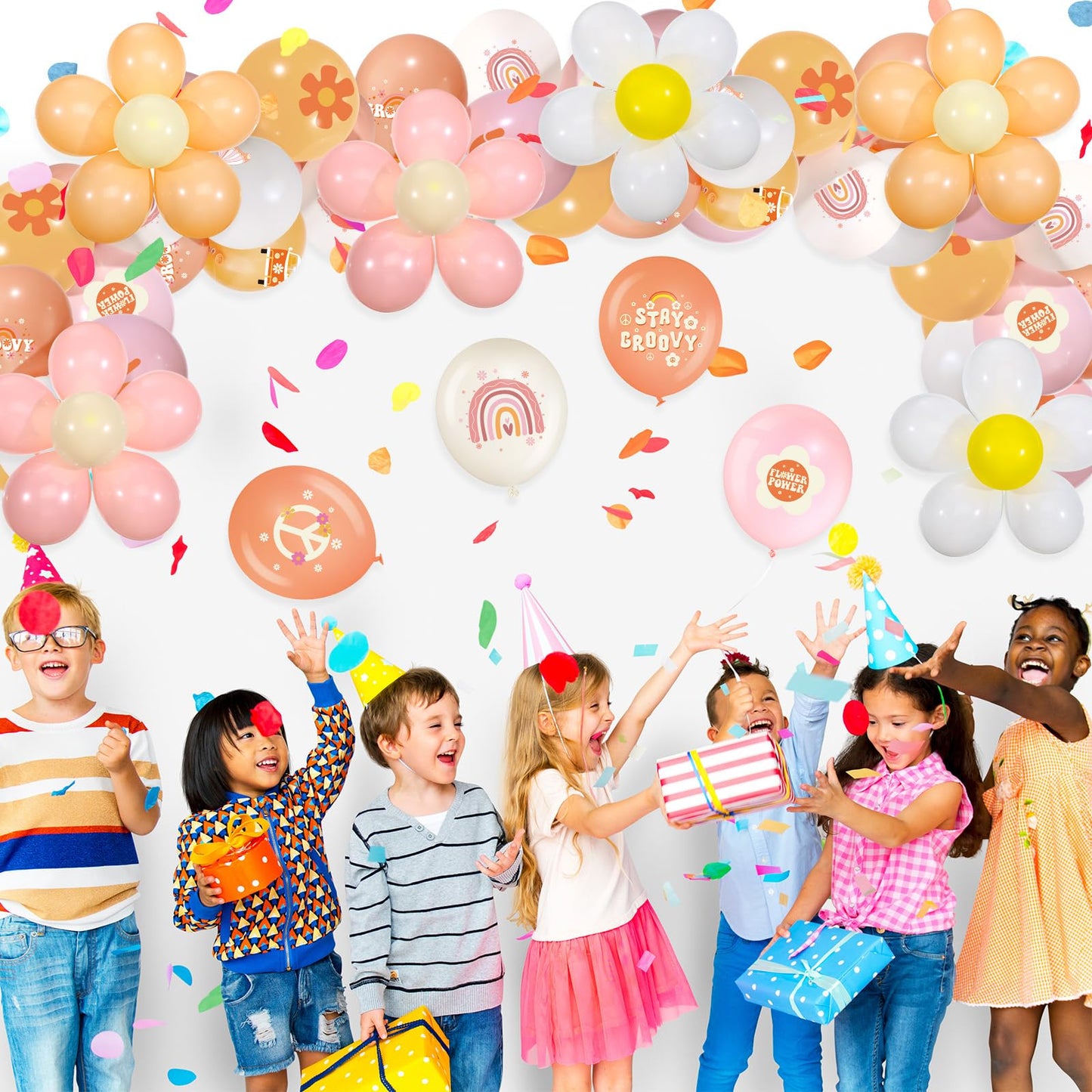Hiboom 72 Pcs Groovy Retro Hippie Balloons Boho Peace Party Decor 12