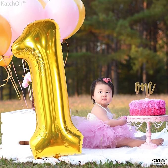 KatchOn, Gold Number 1 Balloons For First Birthday - 40 Inch | Number