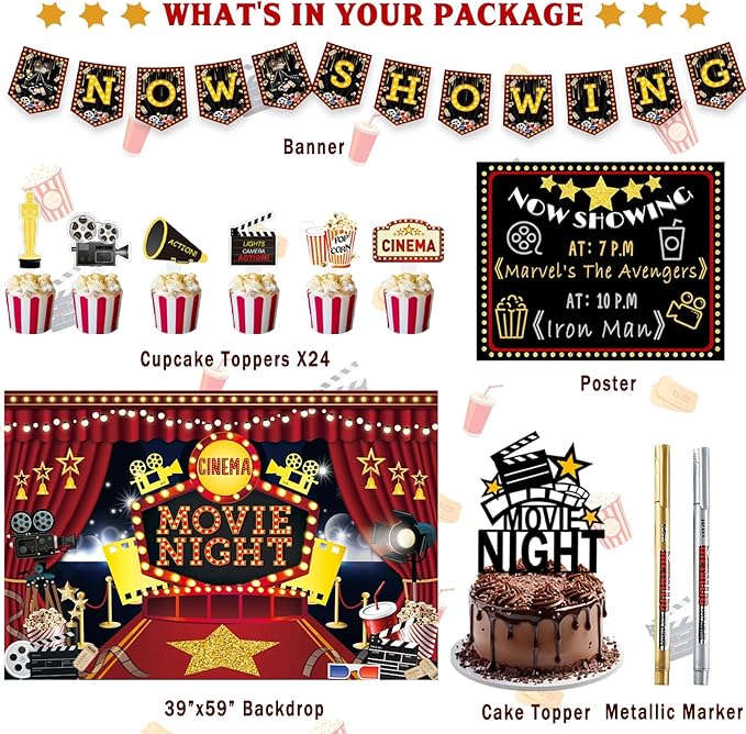 Movie Night Party Decorations Movie Theater Hollywood Themed