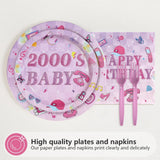 96Pcs 2000s Birthday Party Decorations Y2k Hot Pink Bday Plates and