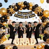KARLURE Black and Gold Balloons Arch Kit with Black Gold Confetti