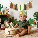 Wild One 1st Highchair Banner Wood Bead Tassel Garland Lion Crown