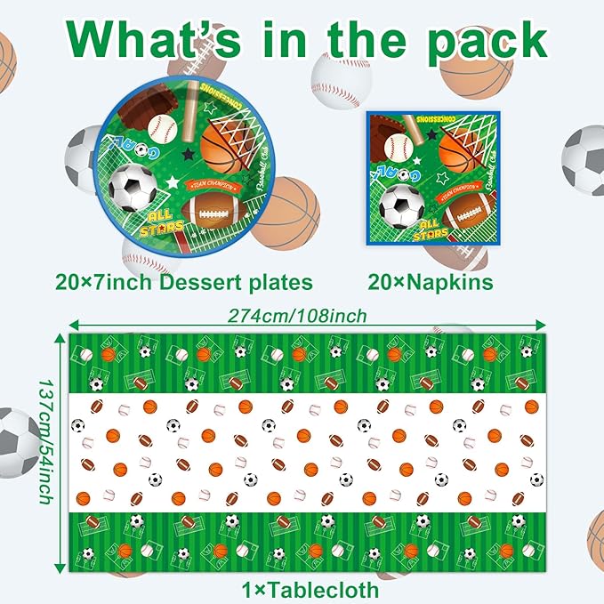 Sports Party Decorations Tableware Set All Star Plates Napkins All