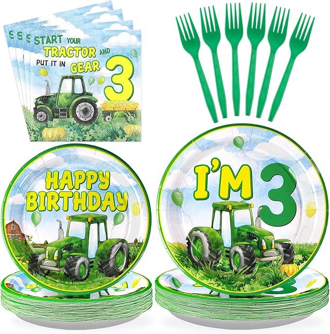 96Pcs Tractor Birthday Party Decorations Tractor 3rd Birthday Party