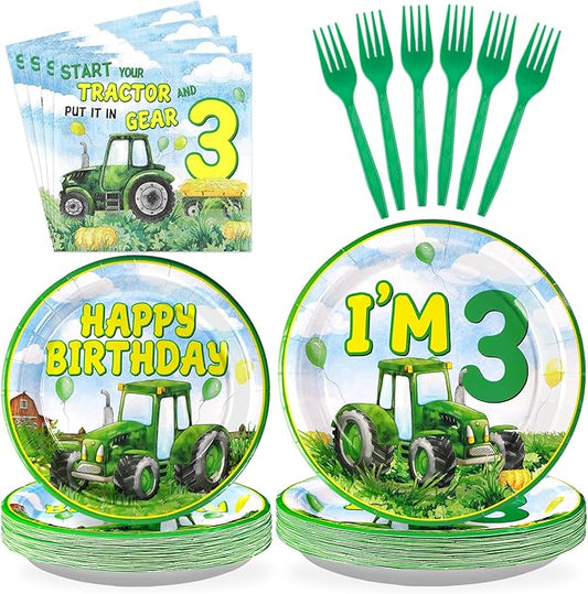 96Pcs Tractor Birthday Party Decorations Tractor 3rd Birthday Party