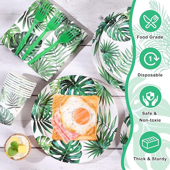 120 Pcs Hawaiian Party Decorations Supplies Tropical Palm Leaves