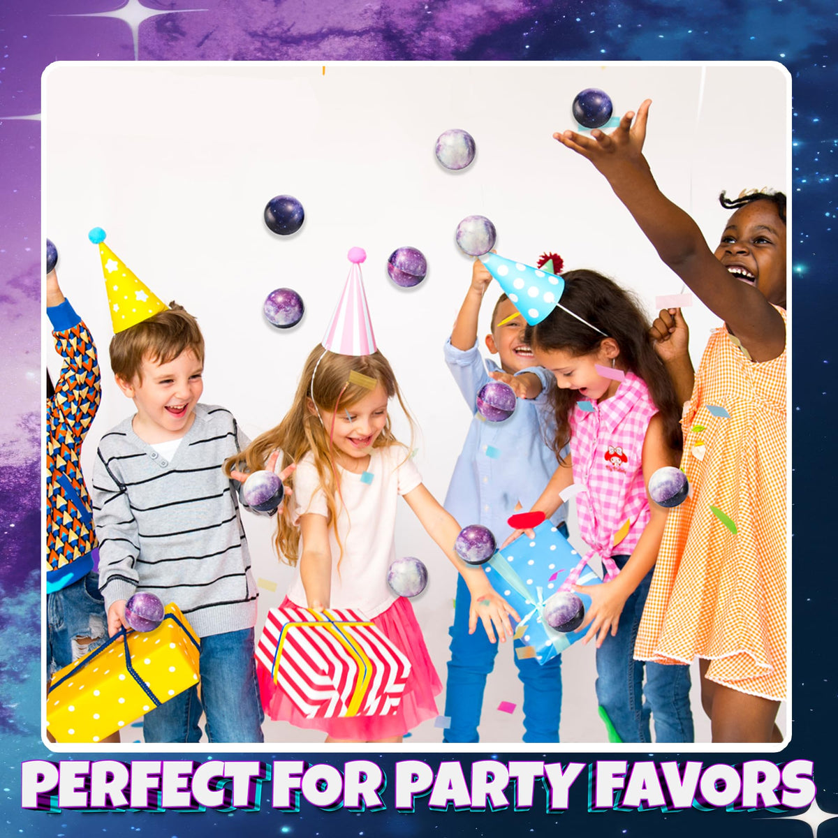 Galaxy Stress Balls for Kids - Pack of 24 Bulk - Squeeze Anxiety