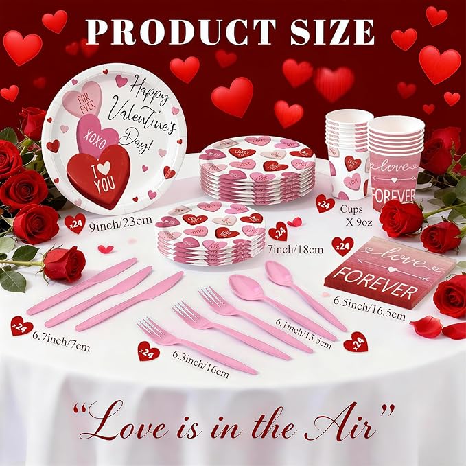168PCS Happy Valentine's Day Party Supplies Pink Red White Heart