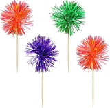 Gyufise 30Pcs Foil Firework Cupcake Toppers Sparkle Tinsel Cake #23
