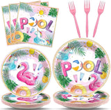 96Pcs Pink Pool Party Plates and Napkins Summer Beach Birthday Party