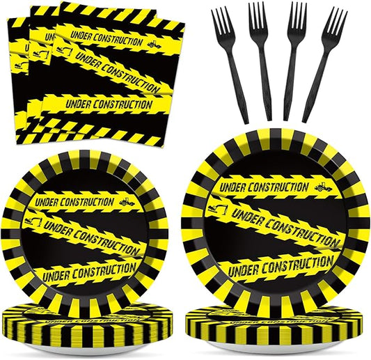 96 Pieces Construction Birthday Party Tableware Set for Dump Truck