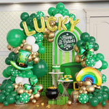 136Pcs St Patrick's Day Balloon Arch Garland Kit Green Gold White