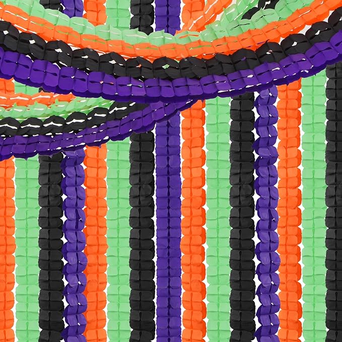 Black Purple Orange Green Halloween Party Decorations 157Ft Four