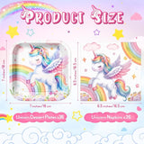 72 Pcs Unicorn Plates and Napkins Serve 36 7 Square Paper Dessert