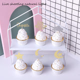 24 Pack Little Star Cupcake Toppers Glitter Moon Cloud Cupcake Pi Gold