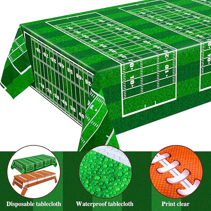 Mixweer 2 Pcs Football Plastic Tablecloth Birthday Party Decorations
