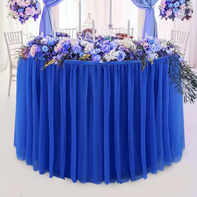 Royal Blue Tulle Table Skirt for Baby Shower 9ft Tutu Table Cloth