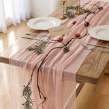Keketoarrange Pink Cheesecloth Table Runner Easter Spring Boho Rustic