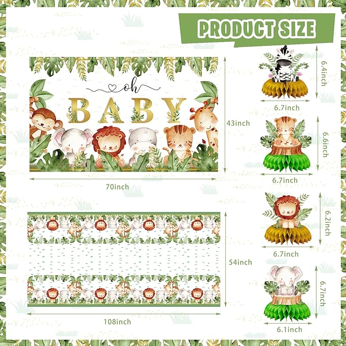 Wild One party Decorations 150 Pcs Jungle Animal Party Supplies