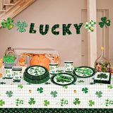 98PCS St Patrick's Day Party Supplies Green Irish Shamrock Tableware