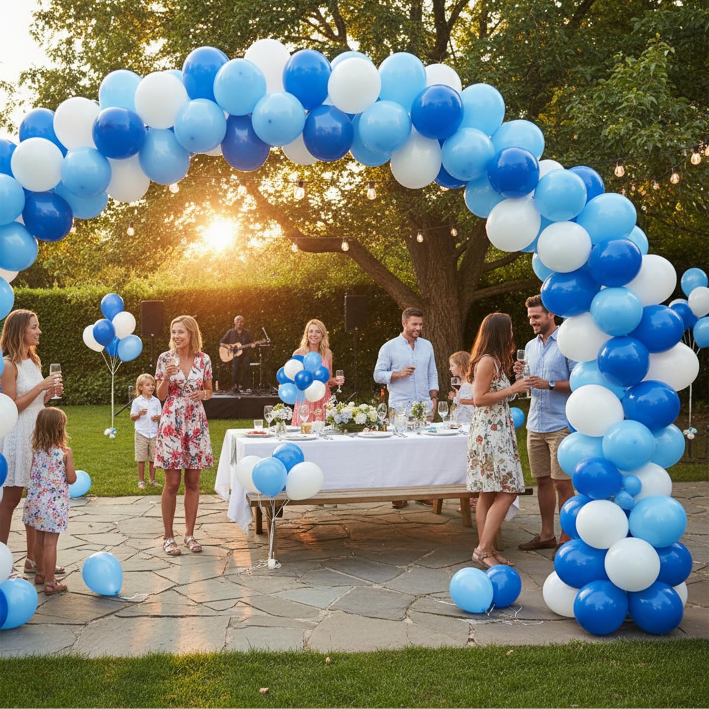 KADBANER White Blue Light blue Balloons,100 Pack 12 Inch Latex