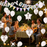 Silver Happy Birthday Decorations kit, Iridescent Happy Birthday