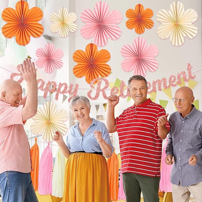Retirement Party Decorations Women Pink Orange Happy Retirement