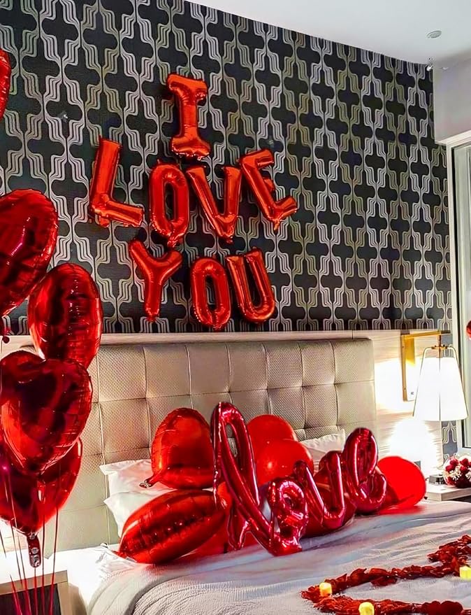 Red I Love You Balloons for Him/Her Valentines Day Balloon with Red