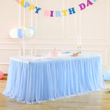 14ft Baby Blue Tulle Table Skirt for Baby Shower Boy Light Blue Tutu
